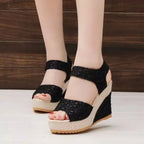 Women's flat bottom high heel sandals by Nova Mart, showcasing stylish open-toe design with ankle straps and sleek finish.