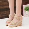 Women's flat bottom high heel sandals by Nova Mart, featuring stylish open-toe design and comfortable block heels.
