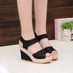 Women's flat bottom high heel sandals by Nova Mart, stylish open-toe shoes with comfortable heel height and modern design.