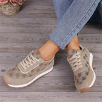 Women's flower print lace-up sneakers by Nova Mart, lightweight walking shoes with floral design and comfortable sole.