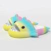 Women's gradient rainbow shark slippers by Nova Mart, featuring colorful shark design, ideal for indoor summer comfort.