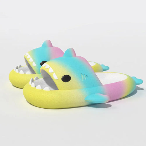 Women's Gradient Rainbow Shark Slippers – Indoor Summer