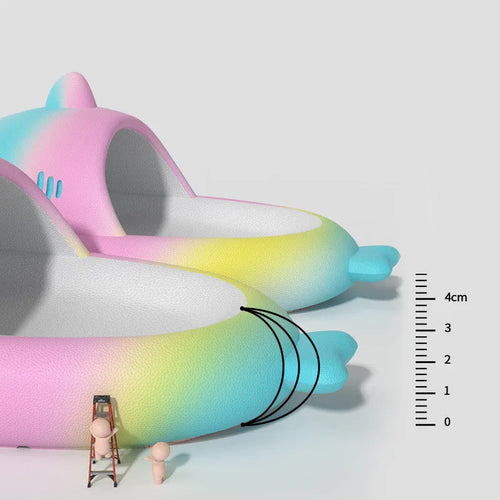 Women's Gradient Rainbow Shark Slippers – Indoor Summer
