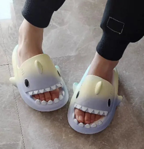 Women's Gradient Rainbow Shark Slippers – Indoor Summer