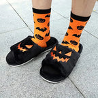 Women's Halloween-themed warm home slippers by Nova Mart featuring cute spooky designs and cozy comfort for indoor wear.