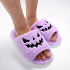 Women's Halloween cute warm home slippers by Nova Mart, featuring festive designs and cozy fabric for indoor comfort.