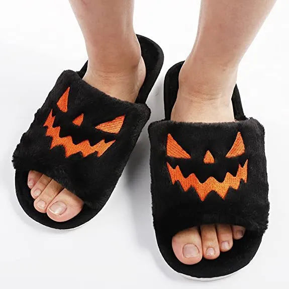 Cute women's Halloween warm home slippers by Nova Mart, featuring festive design and cozy interior for comfortable indoor wear.