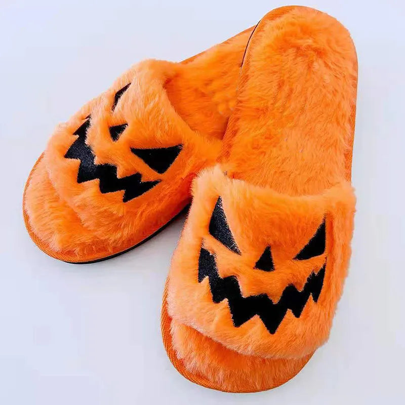 Women's Halloween cute warm home slippers from Nova Mart featuring festive designs and cozy interior for comfort.