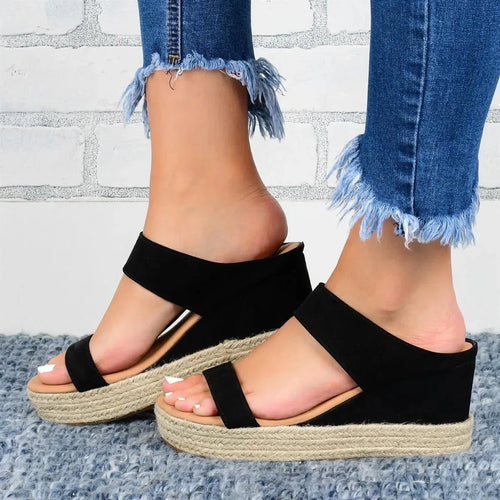 Women's Hemp Wedge Heel Slippers – Natural Hemp
