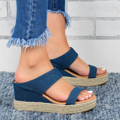Women's Hemp Wedge Heel Slippers – Natural Hemp