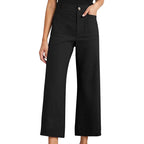 Women's high waist slimming cropped wide-leg pants by Nova Mart, featuring a stylish fit and modern design in a neutral color.