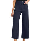 Women's high waist slimming cropped wide-leg pants by Nova Mart, shown in a stylish fit with a smooth fabric finish.