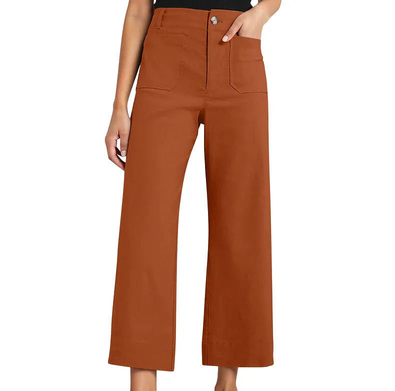 Women's high waist slimming cropped wide-leg pants by Nova Mart, featuring a tailored fit and comfortable fabric.