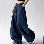 Women's high-waist straight-leg denim jeans by Nova Mart, showing classic blue denim with front and back pockets.