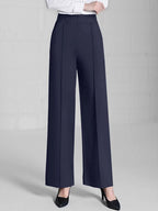 Women's high waist wide-leg casual pants with front pockets from Nova Mart, made of lightweight fabric and styled for comfort.