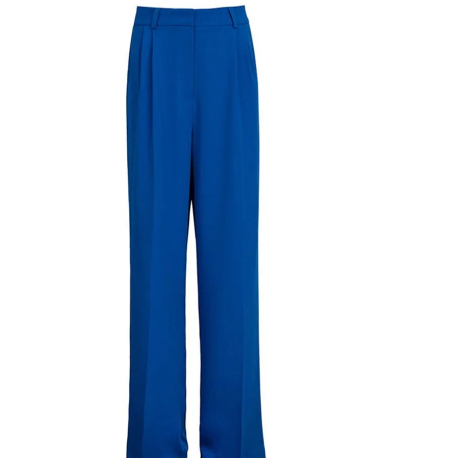 Women's high-waist wide-leg suit pants by Nova Mart, shown in black fabric with tailored fit and flowing wide-leg style.