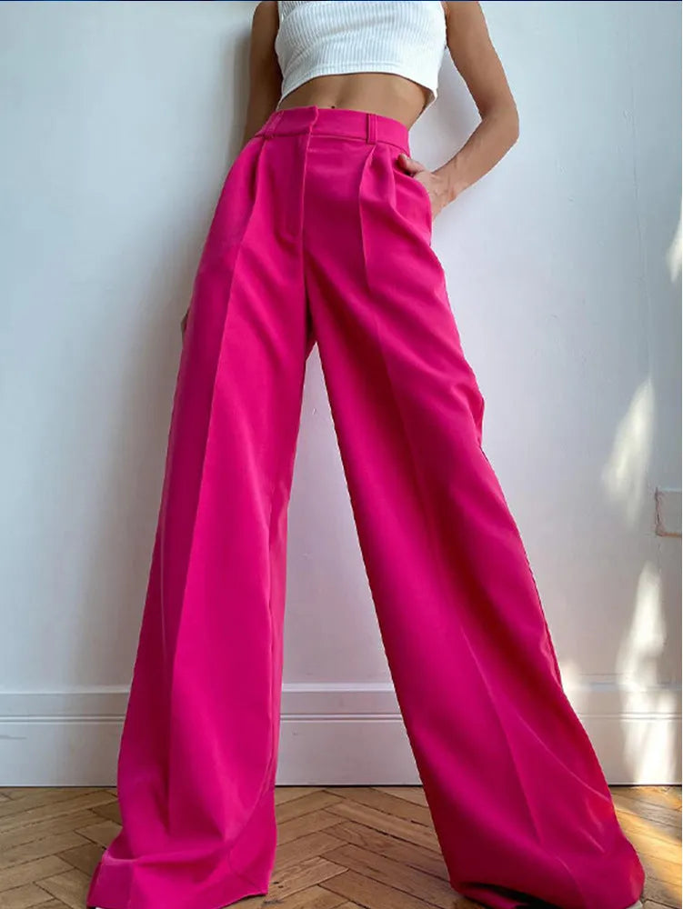 Women's high-waist wide-leg suit pants by Nova Mart, tailored fit with smooth fabric and classic wide-leg design.
