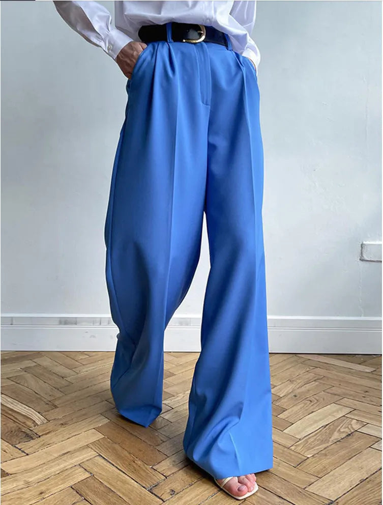 Women's high-waist wide-leg suit pants by Nova Mart, shown in a stylish, tailored fit with clean lines and classic design.