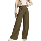Women's high-waisted casual trousers by Nova Mart, shown in a neutral color, featuring a relaxed fit and belt loops.