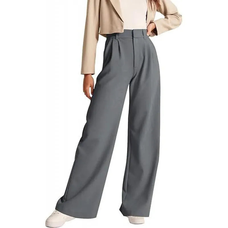 Women's high-waisted casual trousers by Nova Mart, showing a relaxed fit with neutral fabric and stylish waistband.