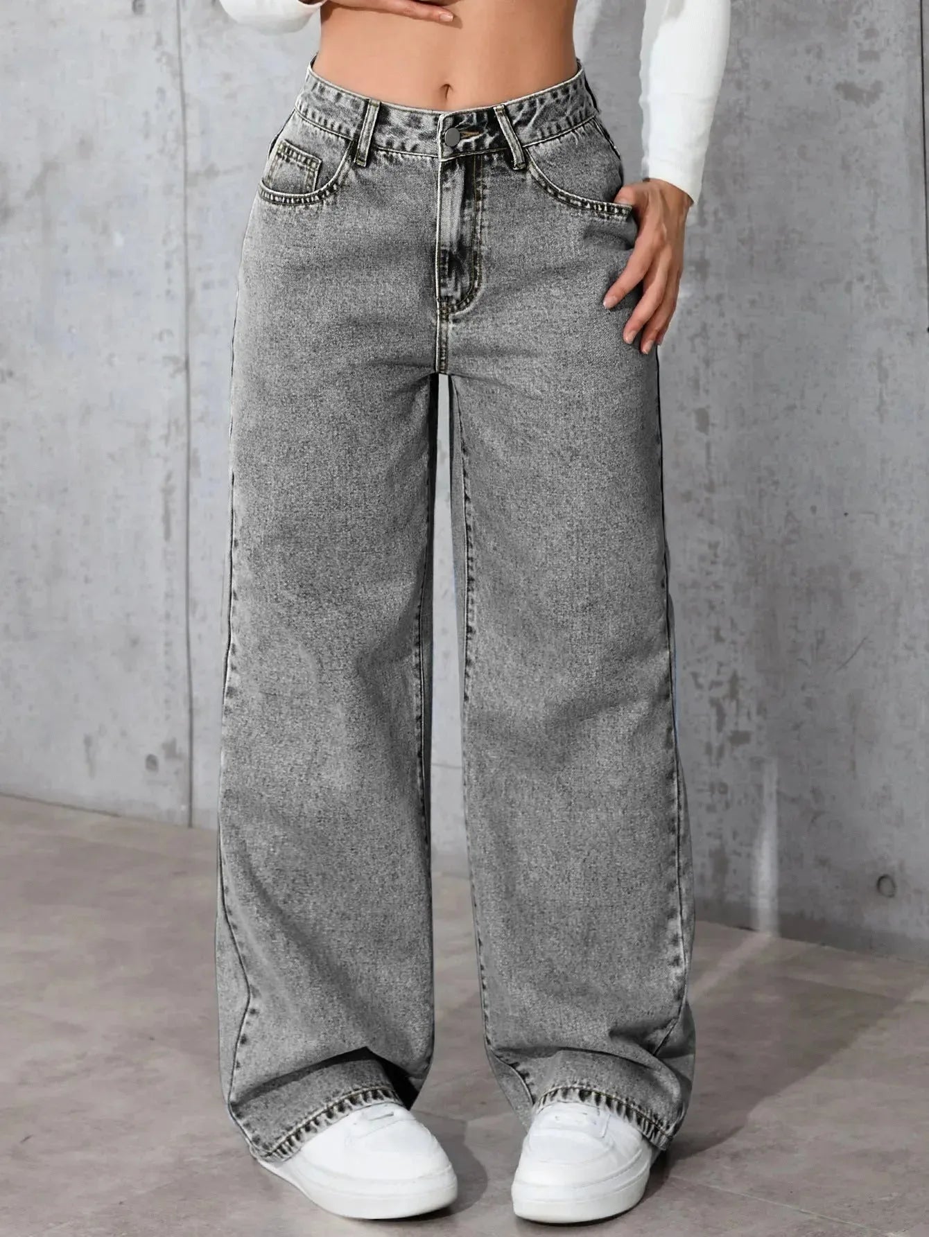 Women’s high-waisted straight-leg casual pants by Nova Mart, loose-fitting with relaxed fit and comfortable waistband.