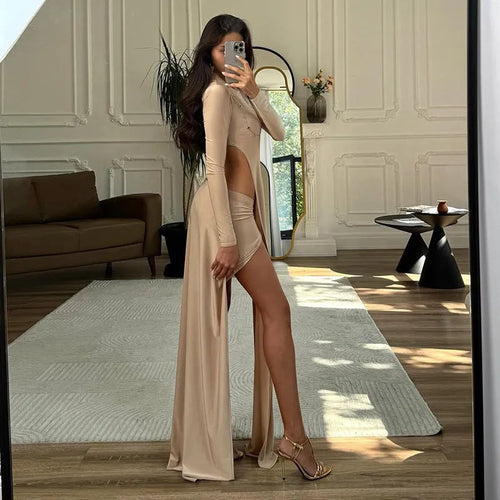 Women's Long-Sleeve Top and Skirt Two-Piece Set
