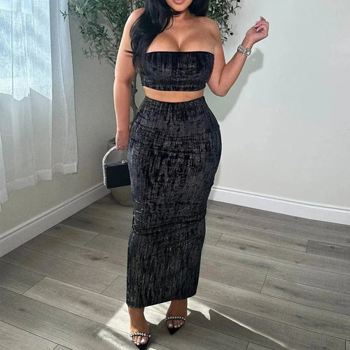 Women's Midriff-Baring Tube Top Skirt – Midriff-Baring