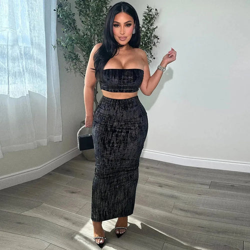 Women's Midriff-Baring Tube Top Skirt – Midriff-Baring