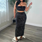 Women's midriff-baring tube top and skirt set by Nova Mart, featuring a stylish matching clothing ensemble.