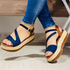 Women's platform sandals with hollow buckle design by Nova Mart, featuring chunky heels and open toe style.