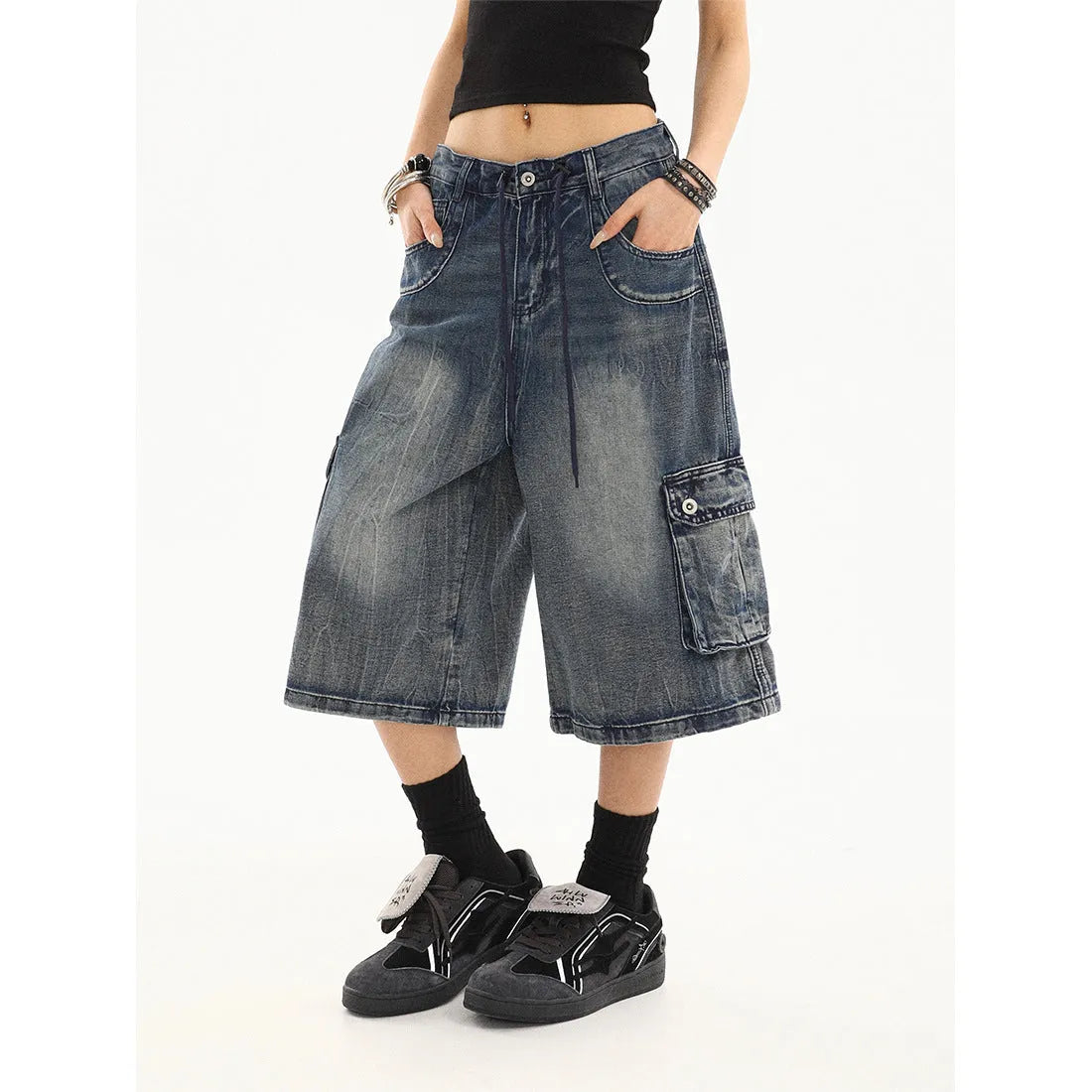 Women's relaxed-fit straight-leg pants with multiple pockets by Nova Mart, showing a comfortable and casual style.