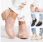 Women’s retro high heel ankle boots by Nova Mart featuring autumn style, with a stylish design and chunky heel.