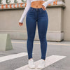 Women's skinny stretch jeans by Nova Mart, fitted denim with a high waist and classic five-pocket design, shown in dark wash.