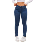 Women's Skinny Stretch Jeans by Nova Mart, showcasing fitted denim with a high-rise waist and classic five-pocket design.
