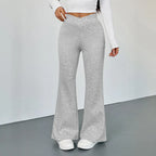 Women's slim fit bootcut trousers by Nova Mart, shown in navy blue with a tailored waistband and classic pant silhouette.