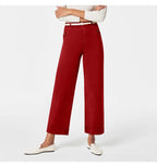Women's straight-leg wide-leg cropped jeans by Nova Mart, shown in light denim with rolled cuffs and classic five-pocket design.
