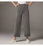 Women's straight-leg wide-leg cropped jeans by Nova Mart, showcasing denim fabric, high waist, and relaxed fit.