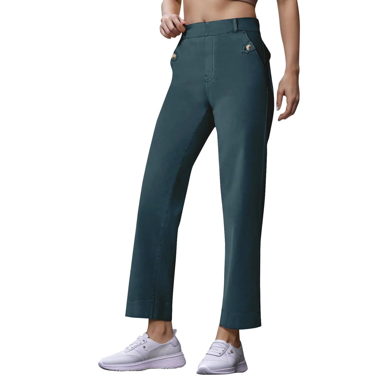 Women's straight-leg wide-leg cropped jeans by Nova Mart, featuring classic denim with a relaxed fit and stylish cropped length.