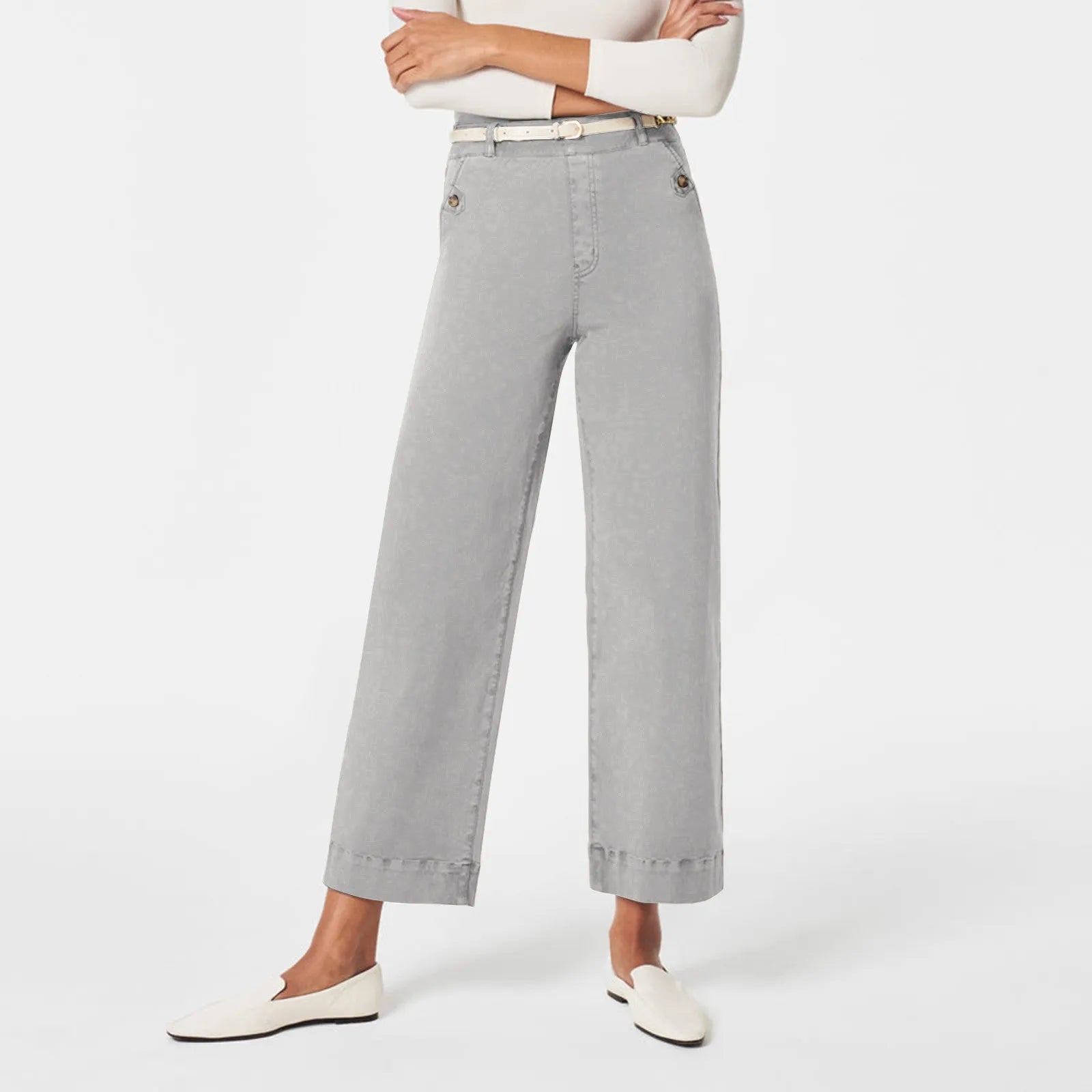 Women's wide-leg cropped jeans from Nova Mart with a straight-leg fit, shown in a casual denim style.