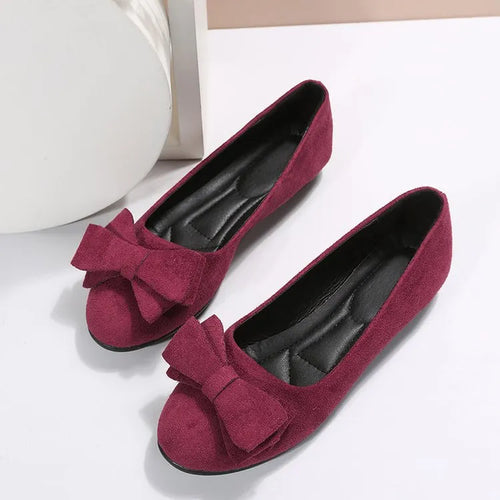 Women's Suede Bow Gommino Flat Shoes – Plus Size