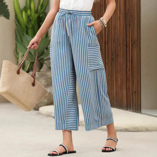 Women's Summer Striped Straight-Leg Pants – Stripe Print