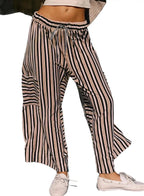Women's summer striped straight-leg pants by Nova Mart, featuring lightweight fabric and a casual, stylish fit.