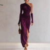 Women's textured long-sleeve elegant French-style dress by Nova Mart, showcasing a fitted silhouette and intricate fabric details.
