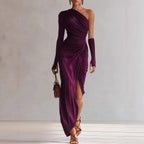 Women's textured long-sleeve French-style dress by Nova Mart, featuring elegant design and sophisticated fabric details.