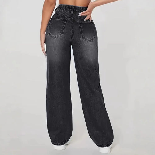 Women's Washed Ripped Denim Trousers – Ripped Detail