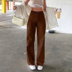 Women's washed straight-leg jeans by Nova Mart displayed on a model, showcasing a casual fit and light distressed details.
