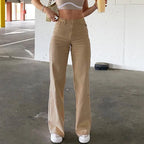 Women's washed straight-leg jeans by Nova Mart, shown in light denim with a relaxed fit and classic five-pocket design.
