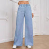 Women’s wide-leg street style casual straight jeans by Nova Mart, showing the relaxed fit and classic denim look.