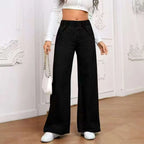Women’s wide leg street style casual straight jeans by Nova Mart, featuring a relaxed fit and classic denim look.